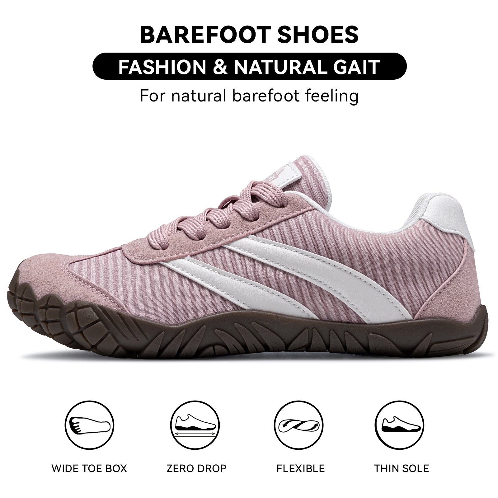 Barefoot Shoes Women Casual Sneakers,Wide Toe Box Shoes Women Zero Drop Barefoot Shoe Men,Minimalist Trail Running Shoe,Non-Slip Lightweight Breathable Comfortable Fashion Walking Hiking Shoes Unisex B1388