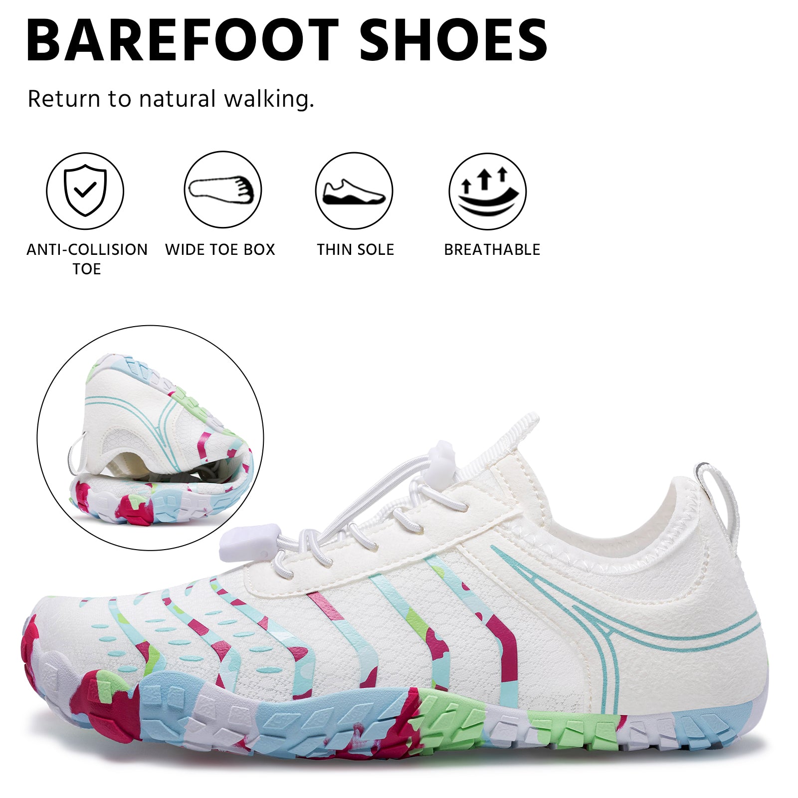 Barezoey 2026 New Hiking Barefoot Shoes Womens Mens Footwear,Wide Toe Box Water Shoe for Women Men,Zero Drop Comfortable & Non-Slip Barefoot Vitality Shoe Women's Athletic Footwear for Walking Hiking New