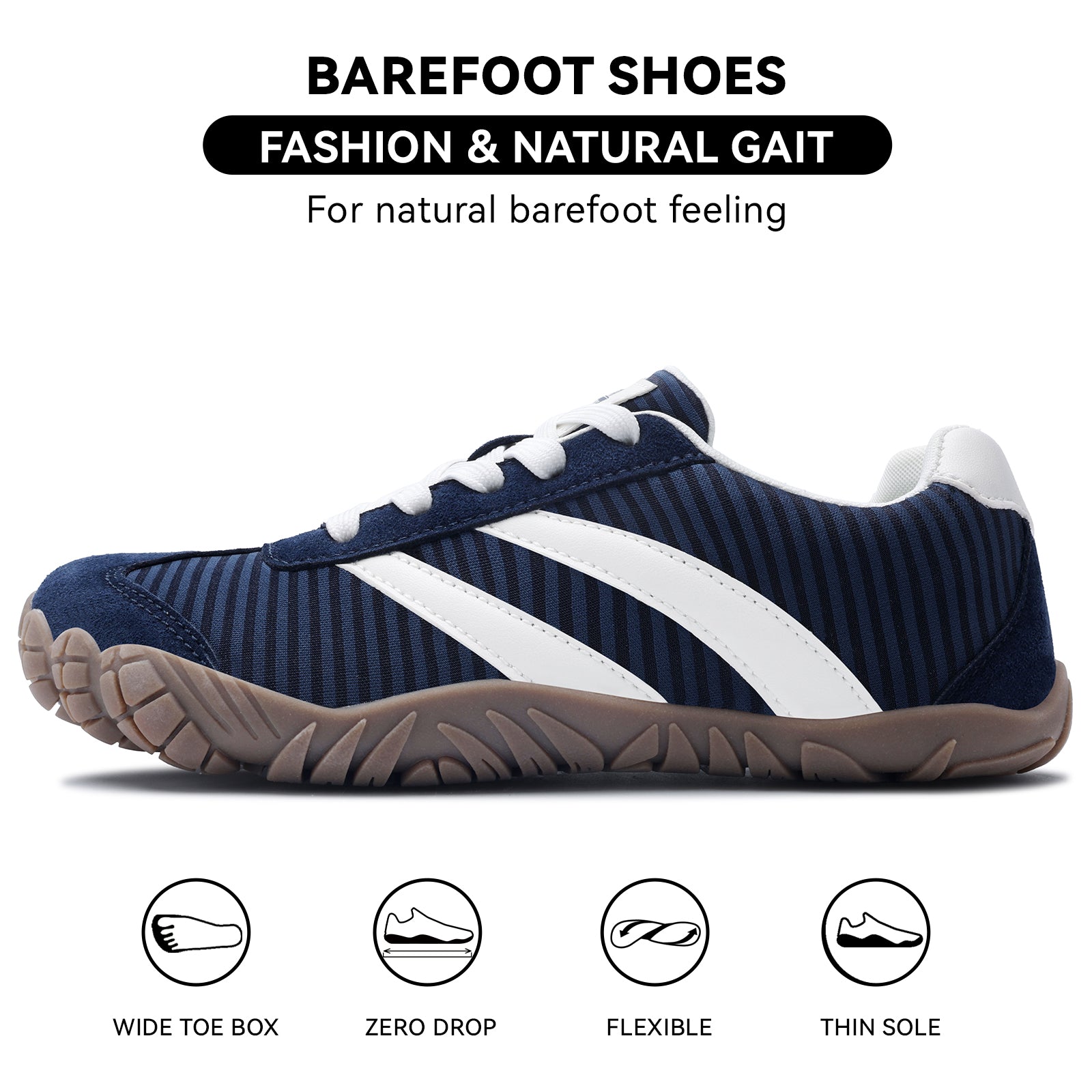 Barefoot Shoes Women Casual Sneakers,Wide Toe Box Shoes Women Zero Drop Barefoot Shoe Men,Minimalist Trail Running Shoe,Non-Slip Lightweight Breathable Comfortable Fashion Walking Hiking Shoes Unisex B1388