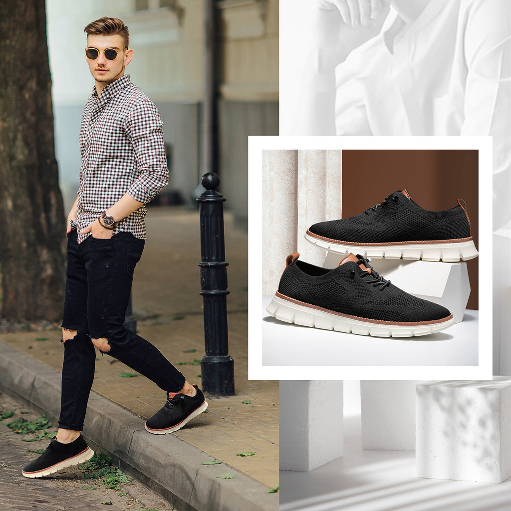 Wearbreeze Shoes for Men,Business Casual Shoes Mens,Comfortable Urban Dress Shoe for Men,Oxfords Mesh Sneakers,Breathable Upper Footwear,Lace-Up Lightweight Tennis Walking Shoe